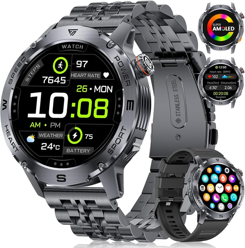 LIGE EF1 PRO Férfi Okosóra 1.43" AMOLED Kijelzővel - Bluetooth Hívás, 170+ Sportmód, 24/7 Pulzusmérés, IP68 Vízállóság, Android/iOS Kompatib