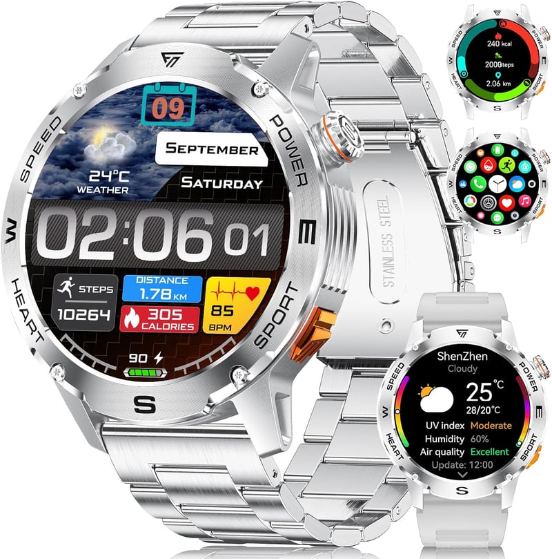 LIGE Férfi Okosóra 1.43" AMOLED Kijelzővel - Bluetooth Hívás, 170+ Sportmód, 24/7 Pulzusmérés, IP68 Vízállóság, Android/iOS Kompatibilis