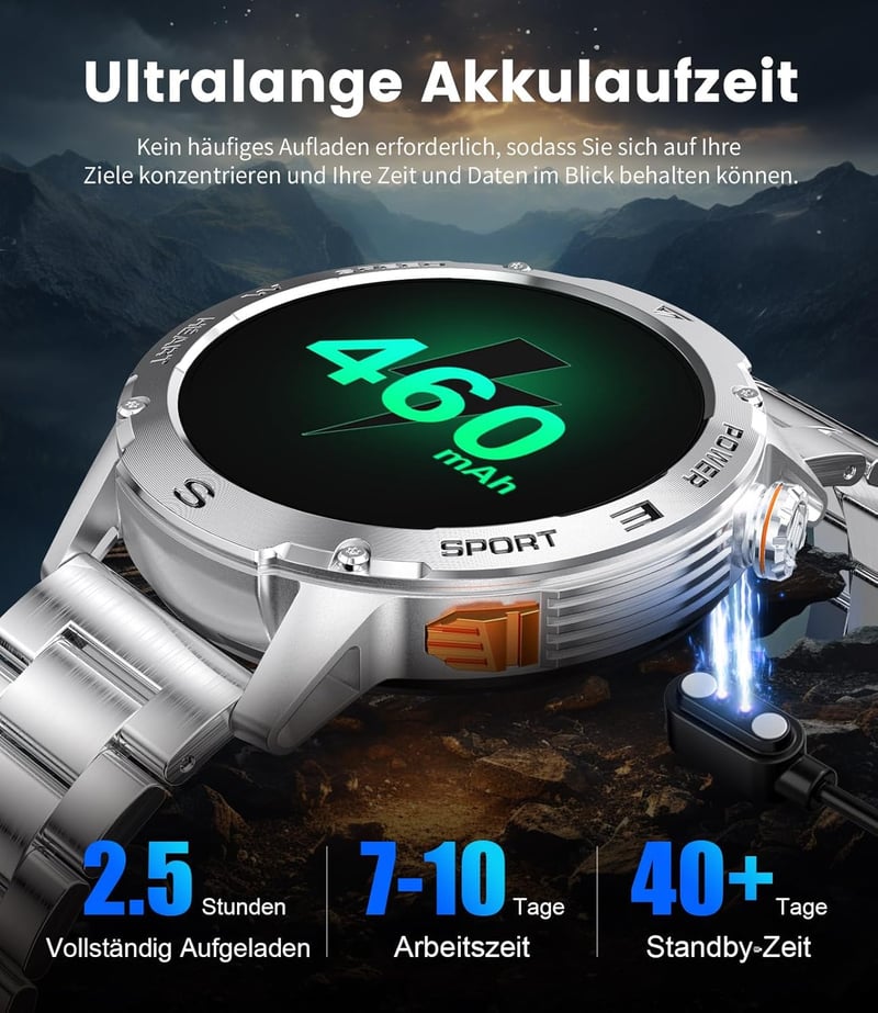 LIGE Férfi Okosóra 1.43" AMOLED Kijelzővel - Bluetooth Hívás, 170+ Sportmód, 24/7 Pulzusmérés, IP68 Vízállóság, Android/iOS Kompatibilis