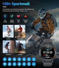 LIGE Férfi Okosóra Telefonhívás Funkcióval - 1.39" Katonai Stílusú Fitness Óra, 24H Pulzusmérő, 100+ Sportmód, IP67 Vízálló, Fekete 6