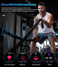 LIGE Férfi Okosóra Telefonhívás Funkcióval - 1.39" Katonai Stílusú Fitness Óra, 24H Pulzusmérő, 100+ Sportmód, IP67 Vízálló, Fekete 5