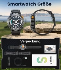 LIGE Katonai Smartwatch 1.43" AMOLED Kijelző 500mAh Akkumulátor 110+ Sportmód IP68 Vízálló 7