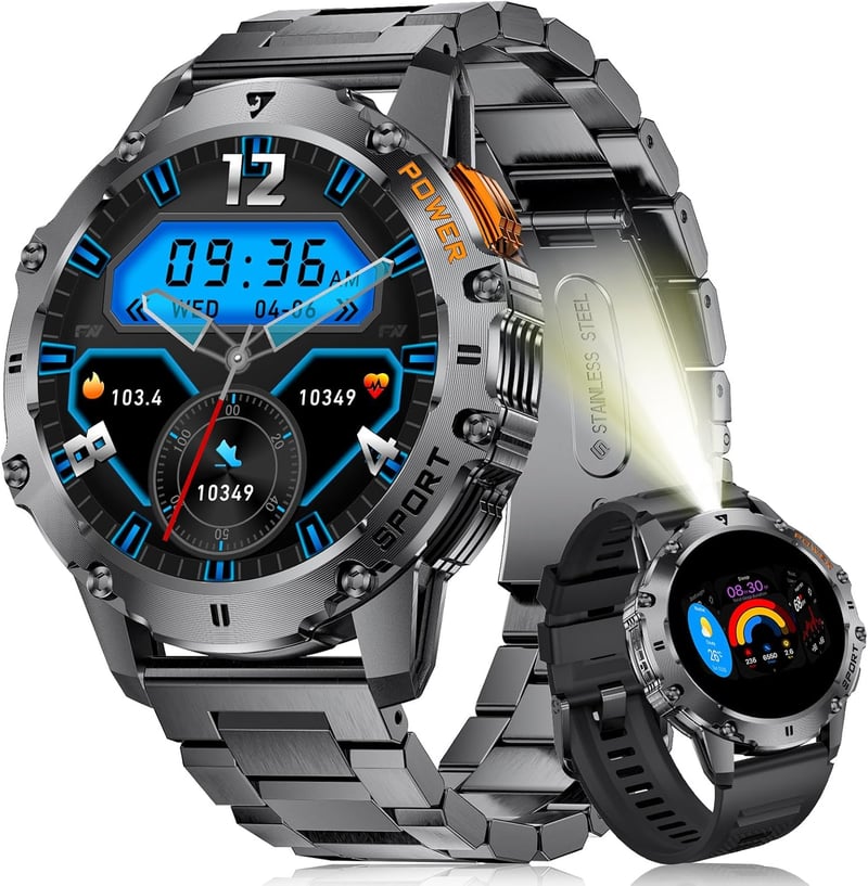 LIGE Katonai Smartwatch 1.43" AMOLED Kijelző 500mAh Akkumulátor 110+ Sportmód IP68 Vízálló
