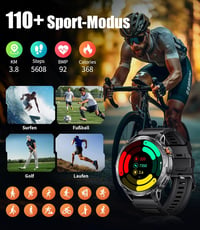 LIGE Katonai Smartwatch 1.75" AMOLED Kijelző, 110+ Sportmód, Pulzus/Alvásmonitor, IP68 Vízálló 5