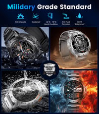 Pánske inteligentné hodinky LIGE Military s Bluetooth hovormi, 1,43" AMOLED displej, LED baterka, 530 mAh, 100+ športových režimov, merač tepu, vodotesnosť IP68, A 8