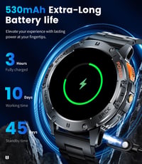 Pánske inteligentné hodinky LIGE Military s Bluetooth hovormi, 1,43" AMOLED displej, LED baterka, 530 mAh, 100+ športových režimov, merač tepu, vodotesnosť IP68, A 6