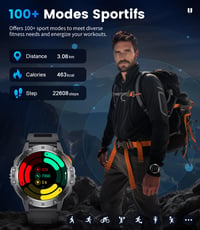 Pánske inteligentné hodinky LIGE Military s Bluetooth hovormi, 1,43" AMOLED displej, LED baterka, 530 mAh, 100+ športových režimov, merač tepu, vodotesnosť IP68, A 4