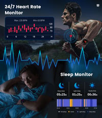Pánske inteligentné hodinky LIGE Military s Bluetooth hovormi, 1,43" AMOLED displej, LED baterka, 530 mAh, 100+ športových režimov, merač tepu, vodotesnosť IP68, A 5
