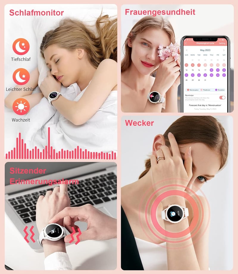 LIGE Női Okosóra Telefonos Funkcióval IP68 Vízálló Pulzusmérő Menstruációs Ciklus Nyomásmonitor