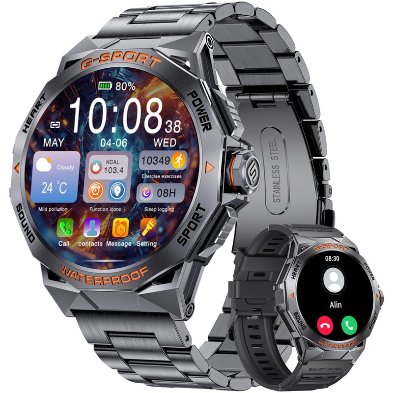 Pánske inteligentné hodinky LIGE s Bluetooth volaním, 1,43" AMOLED dotykový displej, 400 mAh, 110+ športových režimov, fitness tracker, vodotesnosť IP68, Android iOS