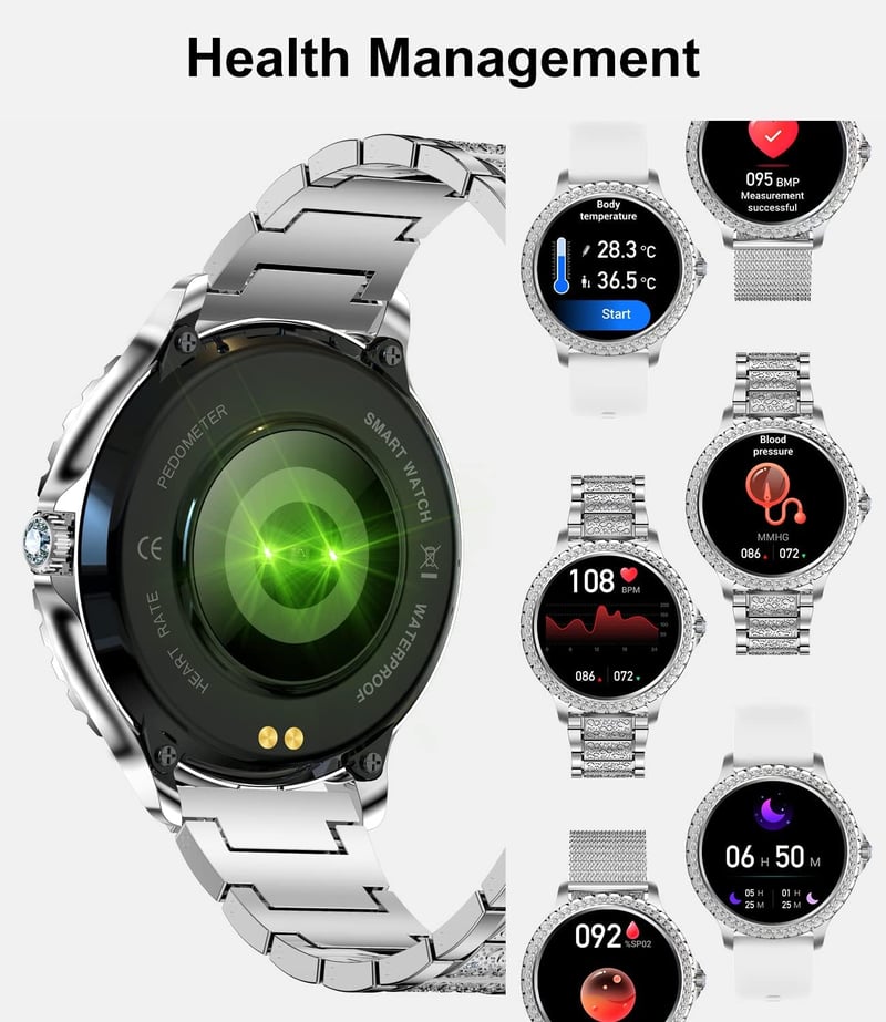 LIGE Okosóra Női 1.32" HD Kijelző 20 Sport Mód Szívritmus Vérnyomás Monitoros Fitness Óra