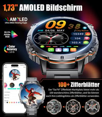 LIGE Smartwatch Férfi Okosóra 1.73" AMOLED Kijelző 110+ Sportmód IP68 Vízálló 2