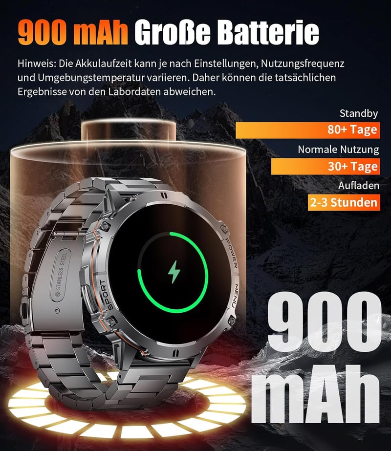 LIGE Smartwatch Férfi Okosóra 1.73" AMOLED Kijelző 110+ Sportmód IP68 Vízálló