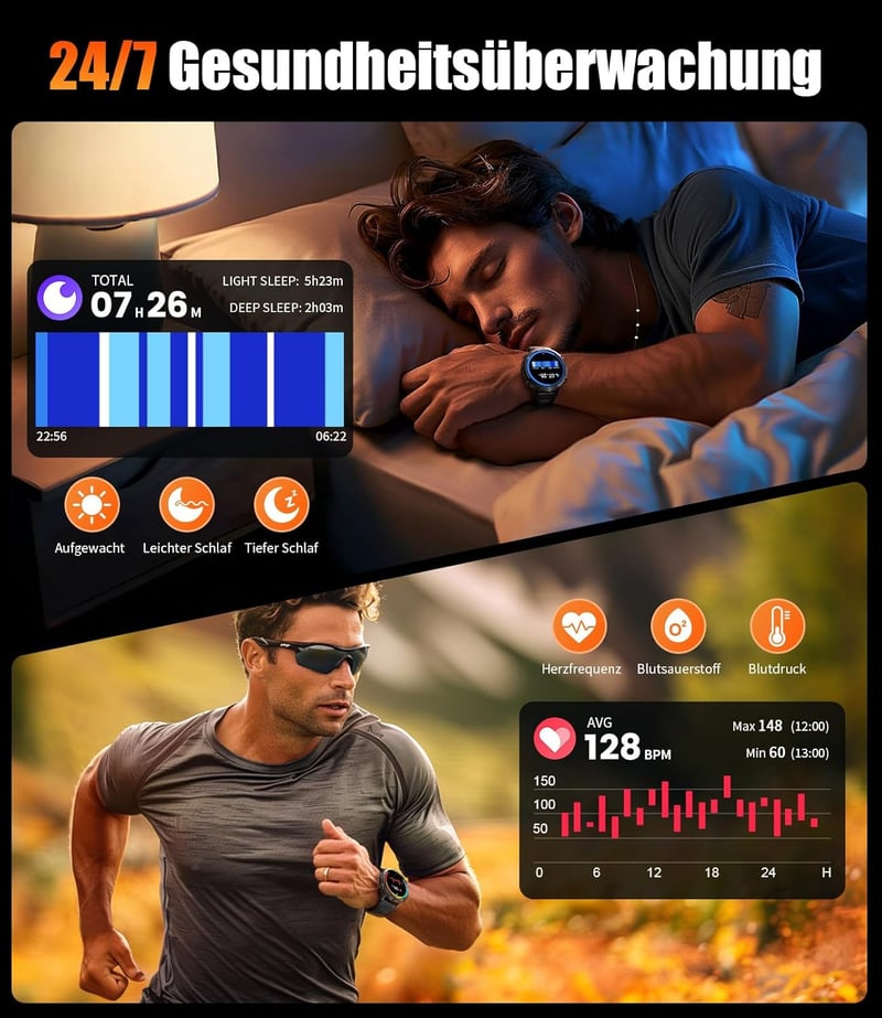 LIGE Smartwatch Férfi Okosóra 1.73" AMOLED Kijelző 110+ Sportmód IP68 Vízálló