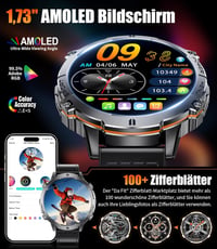 LIGE Smartwatch Férfi Okosóra 1.73" AMOLED Kijelző 110+ Sportmód IP68 Vízálló Pulzusmérő 2