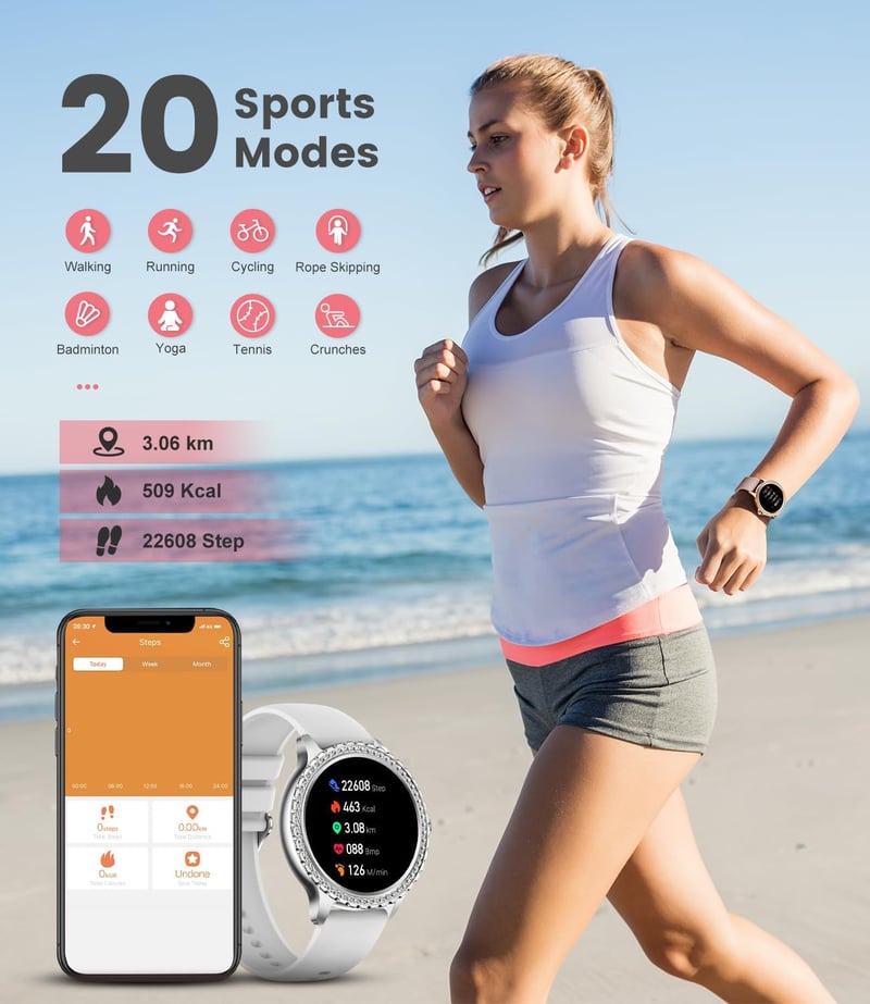 LIGE Smartwatch Női Okosóra 20 Sportmód Pulzus Vérnyomás Alvásmonitor