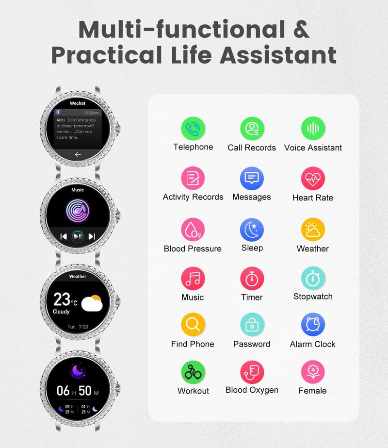 LIGE Smartwatch Női Okosóra 20 Sportmód Pulzus Vérnyomás Alvásmonitor