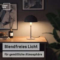Lightbox Gomba Asztali Lámpa 36 cm, E14 LED, Fekete-Ezüst Fém, Irodai és Hálószobai Lámpa - 36 cm, Black 6