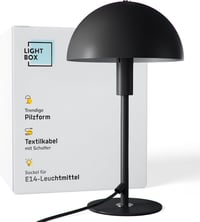 Lightbox Gomba Asztali Lámpa 36 cm, E14 LED, Fekete-Ezüst Fém, Irodai és Hálószobai Lámpa - 36 cm, Black 2