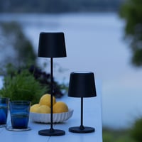 LED stolna lampa Lightbox za unutarnju i vanjsku upotrebu, mat crna, dodirni dimmer, punjiva baterija preko USB-a, visina 37 cm / 23 cm, Ø 10 cm, 31 3