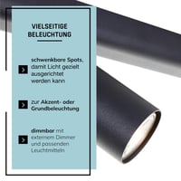 LED stropné bodové svietidlo Lightbox so 6 otočnými reflektormi, čierny kov, pätica GU10, do obývačky, kuchyne a spálne 7
