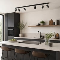 LED stropné bodové svietidlo Lightbox so 6 otočnými reflektormi, čierny kov, pätica GU10, do obývačky, kuchyne a spálne 2