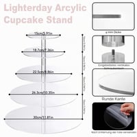 Lighterday 5-poschodový akrylový stojan na tortu na svadbu a narodeniny – servírovací podnos na cupcake, muffiny, makrónky a šišky, 1 ks 3