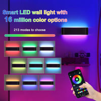 Lightess Smart RGB LED fali lámpa beltérre, dimmelhető fekete, távirányító app, 213 mód, 16 millió szín, zene hangszinkron 4