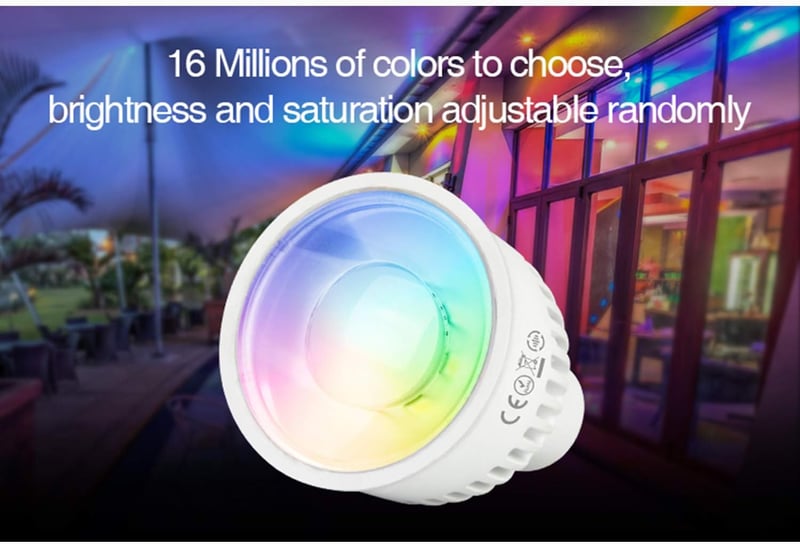 lighteu 6W GU10 RGB+CCT LED izzó WiFi távirányítóval, színváltó és hőmérséklet szabályozható