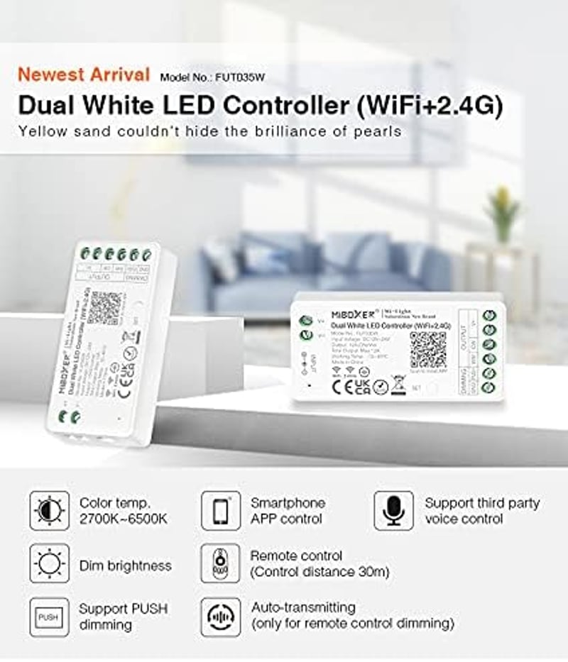 lighteu Miboxer Dual White WiFi LED szalag vezérlő Alexa Google Home hangvezérlés