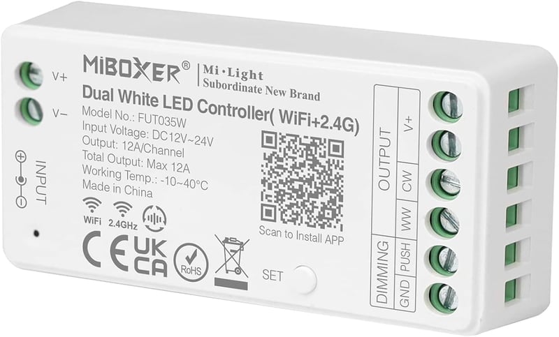 lighteu Miboxer Dual White WiFi LED szalag vezérlő Alexa Google Home hangvezérlés