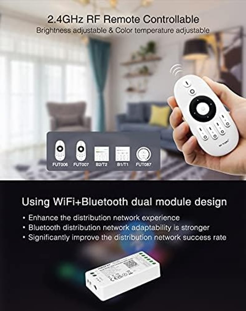 lighteu Miboxer Dual White WiFi LED szalag vezérlő Alexa Google Home hangvezérlés