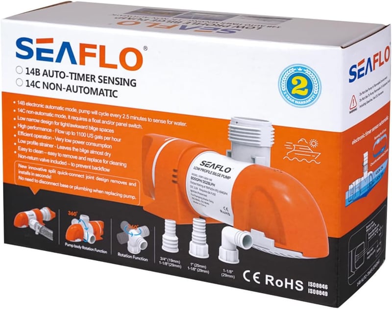 LIGHTEU Seaflo 12V 1100GPH Automata Bilge Szivattyú Időzítővel és Szintérzékelővel - 1100gph14b