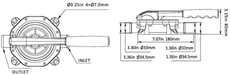 LIGHTEU Seaflo 720 GPH Kézi Membrán Fenékvíz Szivattyú Hajókhoz - Gumírozott Fogantyú, 12V, 45 L/perc, Polipropilén Anyag, Tartalék Vízmente