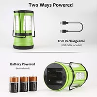 Lighting EVER 600 lumen LED kempinglámpa 2 levehető zseblámpával, USB és elemes, sátor és kültéri keresőlámpa áramszünethez 3