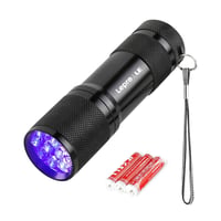 Lighting EVER UV Vreckové svietidlo 9 LED 395nm - Ultrafialové svietidlo na detekciu moču domácich zvierat, škvŕn a ploštíc - Hliníkové telo, 3 AAA batérie 1