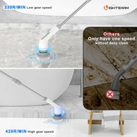 Lightswim 7 az 1-ben elektromos kefe 420 RPM, 2 sebességgel, hosszabbítókarral 6