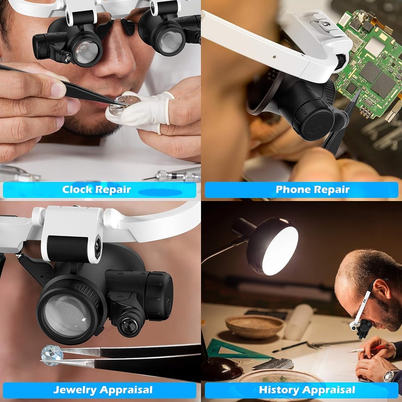 Lightswim fejpántos nagyító LED világítással cserélhető lencsékkel 3X-15X