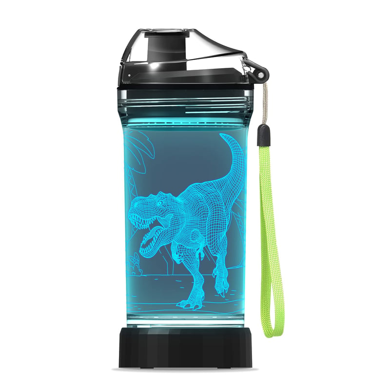 Lightzz Dinosaur Dječja Boca za Vodu s 3D LED Svjetlom - 14oz/397ml BPA-free Tritan - Školska Boca za Piće, Boca za Planinarenje, Boca za Kampiranje za Dječake od 3-15 Godina
