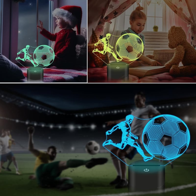 Lightzz Focilabda 3D LED Asztali Lámpa Távirányítóval 16 Szín Éjszakai Fény Fiúknak