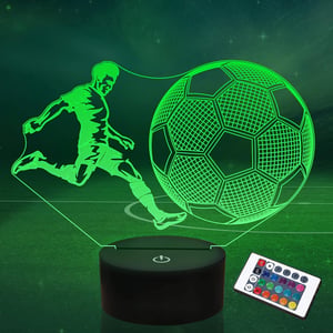 Lightzz Football 3D iluzijska LED stolna svjetiljka s daljinskim upravljačem, 16 boja