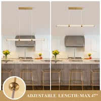 Candelabru Liniar Modern LIGJOY, Lampă Suspendată Aurie – 37 inchi, Auriu 4