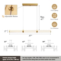Candelabru Liniar Modern LIGJOY, Lampă Suspendată Aurie – 37 inchi, Auriu 2