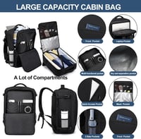 LIGSAN 55x40x20 cm Utazási Hátizsák Repülőgépes Kézipoggyász 44L Laptop Táska - Lufthansa 55x40x20cm-44L, Black 3
