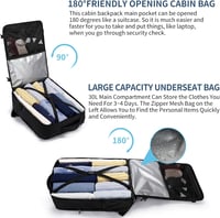 LIGSAN 55x40x20 cm Utazási Hátizsák Repülőgépes Kézipoggyász 44L Laptop Táska - Lufthansa 55x40x20cm-44L, Black 4