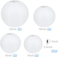 LIHAO 10 Darabos Fehér Papír Lampion Szett LED Világítással Kerek Lámpabúra Esküvői Dekoráció Összehajtható Különböző Méretek 2