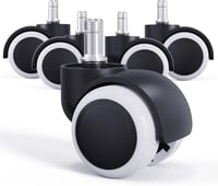 LIHAO 5 db kemény padlós irodai szék forgó kerekek 11 mm, 10 mm / 50 mm kerékszett fekete-fehér 1