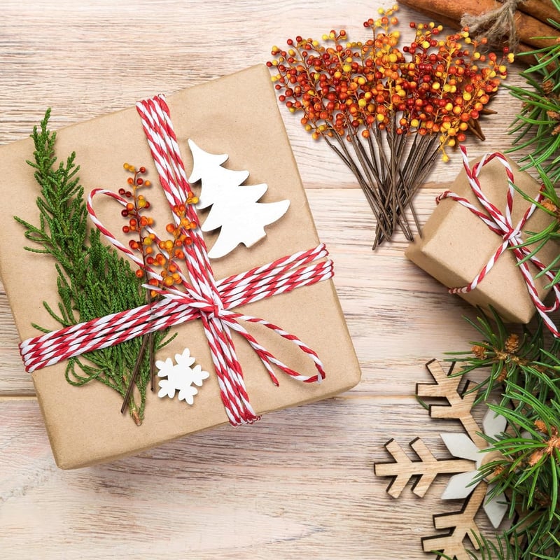 LIHIQIYA Műbogyós Őszi Dekoráció - 20 db Narancssárga Bogyós Ág Koszorúkhoz, Karácsonyi Díszítéshez, Adventi Dekorációhoz, 30 cm