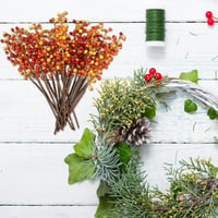 LIHIQIYA Műbogyós Őszi Dekoráció - 20 db Narancssárga Bogyós Ág Koszorúkhoz, Karácsonyi Díszítéshez, Adventi Dekorációhoz, 30 cm 5