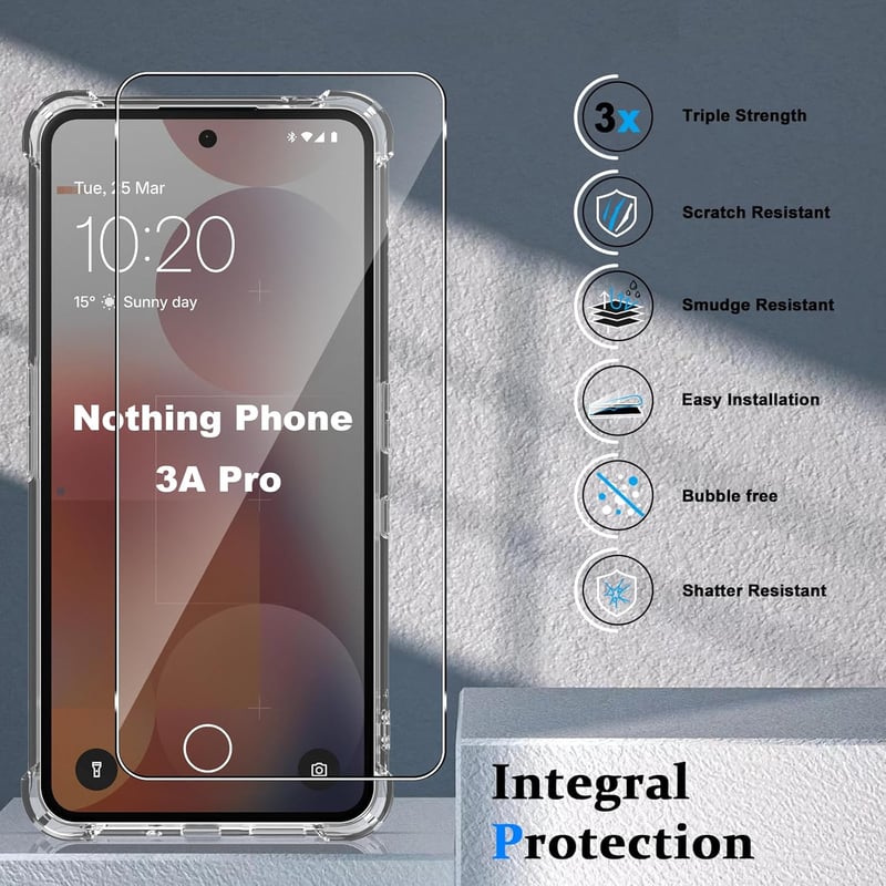 LiiLaa Nothing Phone 3a Pro tok + 2db edzett üveg képernyővédő, TPU szilikon, vékony átlátszó ütésálló - NP 3A Pro